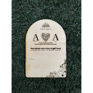 Mas Kahwin / Maskahwin / Hantaran / Mahar / Plat Kayu Ukir Engrave Replika Cek Ijab dan Kabul Mockup