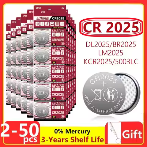 2PCS-60PCS 3V CR2025 Lithium Button Battery DL2025 BR2025 5003LC LM2025 CR 2025 Coin Cell Watch Batt