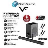 Vinnfier VF Hyperbar 600 BTRW 240W Soundbar with 6.5" Wireless SubWoofer Karaoke Bluetooth TV Speake