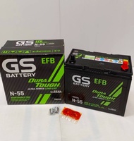 GS N55 EFB 12V.55Ah รองรับระบบ START/STOP สำหรับ MAZDA2 (เบนซิน) SWIFT YARIS Ativ Accord G9 Y2017 Ci