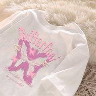 t shirt Butterfly quen korean style kaos oversize retro pink wanita kaos wanita lengan pendek baju a