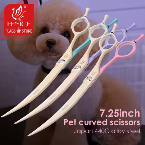 Fenice Dog Scissors 6.25/7.0inch Curved Scissors Pet Grooming Shears JP440C Dog Beauty Scissors Groo