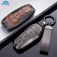 OPENMALL Leather Car Key Case Cover Remote Fob Holder Metal Keychain for BYD Song Plus Atto 3 Han EV