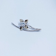 Denni Two Tone Plated Floral Brooch Pin with Cubic Zirconia
