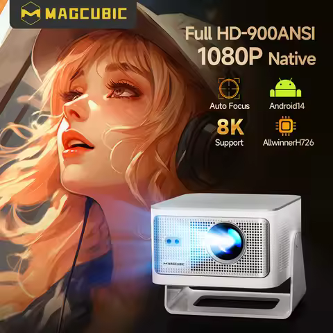 Magcubic 900ANSI Android 14 Projector Auto Focus Support 8K Native 1080P With Wifi6 BT5.4 16G Allwin