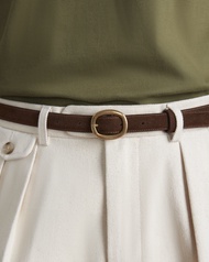 WARDROBE MINISTRY - เข็มขัดหนังแท้ Oval Suede Belt in Chocolate