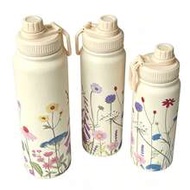 1pc 600ml/20.29oz 800ml/27.06oz 1000ml/33.82oz Spring Flower Double-Wall Stainless Steel Insulated T