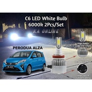 2 Pcs/Set PERODUA ALZA 2014 C6 Car Headlight Foglight Highbeam 6000k White Bulb COD LED Sepasang Mentor Lampu Besar