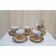 RU6 Cangkir Set Fiori Gold / Tea Set Fiori Emas