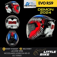 SG SELLER - PSB APPROVED EVO RS9 Demon v2 version 2 open face motorcycle helmet with sun visor