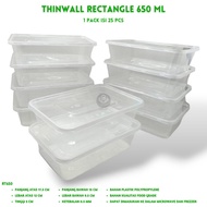 Thinwall Rectangle 650 Ml Food Container Thinwall 650 Ml (Contains 25 Pcs-RT650)