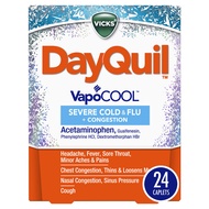 DayQuil SEVERE with Vicks VapoCOOL Cough, Cold & Flu Relief, 24 Caplets (Non-Drowsy) - Sore Throat, 