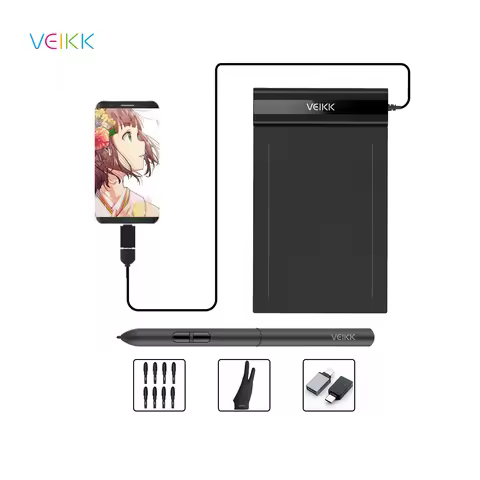 VEIKK S640 Graphics Tablet 6X4 Inch with Free Pen Digital Drawing Tablet Online Teaching & Learning 