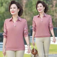[48Hourly Delivery]Middle-Aged Women's Clothing Mom Bottoming Shirt Autumn Clothes Clothes Women2023New Middle-Aged and Elderly PeopleTShirt Top Cover Belly Small Shirt Middle-Aged Women's Clothing Middle-AgedTT-shirt Middle-Aged Short Sleeve