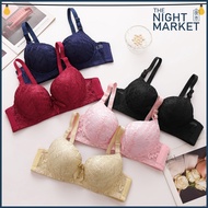 [Night Market]  Floral Lace Underwire Full Coverage Bra/ Coli Wanita Renda (34-40) Cup A