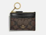 COACH - Classic dark brown eather pattern with black , key ring card holder (parallel import)