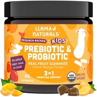 Llama Naturals Kids Probiotic with Prebiotic Fiber, Vegan, Organic Prebiotics and Probiotics Gummies
