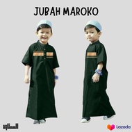 Baju Jubah Anak Laki-Laki Model  MAROKO Lengan Pendek / Koko Anak Gamis Pria Bonus Peci
