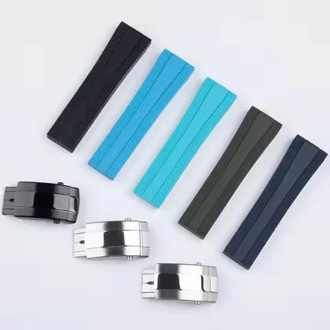 Accessories 22-18mm Folding Buckle Soft Original Rubber Watchband Replace For Superocean Navitimer/A