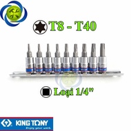 Kingtony 2109PR 1 / 4 Star Hexagonal Tube Set 9 Details T8-T40 - Kingtony 2109PR
