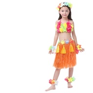 <Personality shop> 7Pcs Children Hawaii Hula Dress Grass Skirts Kids Hula Skirt Hawaiian Costumes He