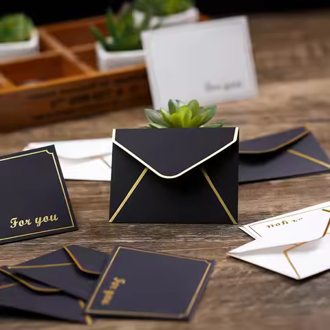 10Pcs Mini Hot Stamping Envelopes Gift Card Personalized Gift Card Envelopes Wedding Envelopes VIP C
