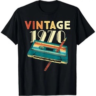 55 Years Old Gifts Vintage 1970 Music Cassette 55th Birthday T-Shirt Unisex Streetwear Tops Casual C