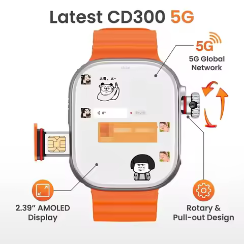 CD300 Smart Watch 2.39inch Amoled 5G LTE OS 15.0 Smartwatch with Rotary Camera GPS WiFi Compass Sim 