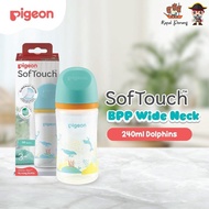 PIGEON BPP Wide Neck Softouch Bottle 240mL - Dolphins Pigeon Bottle Botol Susu Pigeon