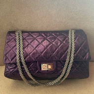 香奈兒/Chanel 2.55電光紫色銀扣大號鏈條包