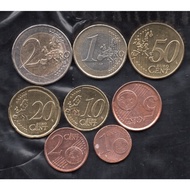 A1084 Set 8 Keping Koin Euro 1 2 5 10 20 50 Cent Dan 1 2 Euro Real Pic