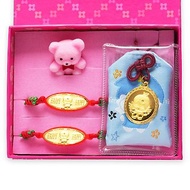 【童樂繪金飾】娃娃天使 黃金御守 平安健康禮盒3件組 重0.1錢