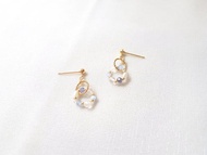 清晨 ‧ 堇青石 貓眼石 白水晶 珍珠 圈圈 耳環