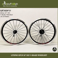 CS168ph LITEPRO KFun 16" 305 V-Brake Wheelset (28H Rear , 20H Front) Bicycle Parts & Accessories