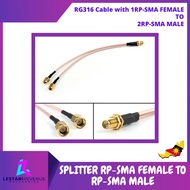 1RP-SMA Female to 2RP-SMA Male RG316 20cm