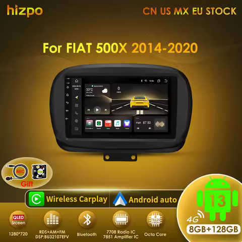 Hizpo 8G+128G For Fiat 500X 2014 - 2020 Android Auto Car Radio Video Multimedia Players CarPlay GPS 