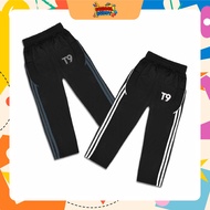 (1Y-15Y) Kids T9 Black Tracksuit / School Sport Long Pant (Random Stripe Color) Tracksuit Budak Trac