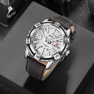 NAVIFORCE Classic Watch for Men Fashion Casual Sport Wristwatch Leather Strap Waterproof Dual Calend