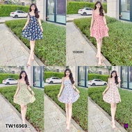 TwinsShopVip TW16969 Mini Dress Sleeveless With Small Ruffles On The Sleeves ..