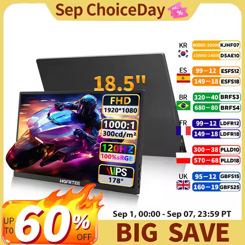 HGFRTEE 18.5 Inch 120Hz Monitor 300Cd/m² 100% SRGB Gaming PC Computer Display Mini HDMI-Compatib/Typ