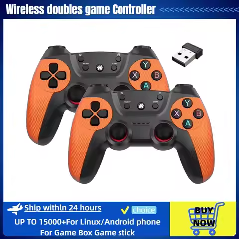 Wireless doubles game Controller For Linux/Android phone For Game Box Game stick PC Smart TV Box 2.4