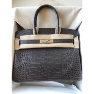 Fresh Rare [Premium] birkin30 Graphene Grey Crocodile ️ Matte Silver Buckle Perfect Appearance Is To