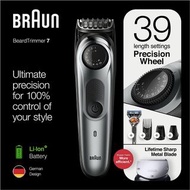 全新百靈 Braun BT7240 multigroom 多用途電動修剪器 剃鬚刀 剪髮器 0.5-20mm 39級長度調教, 全金屬刀片, 可用轉盤調校長度,  可水洗 AI自動感應 鋰電池強勁電力 全球原廠保養 100-240V