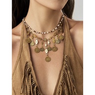 Bohemian Hippie Style Vacation Coin Tassel Necklace Female Stacked Clavicle Chain Niche Exotic Acces