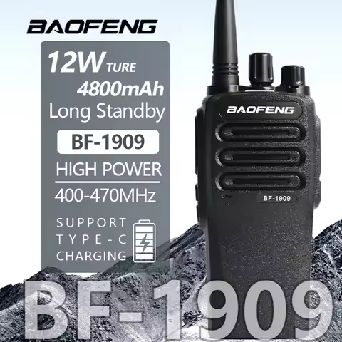 Baofeng Bf 1909 12W High Power Walkie Talkie Long Range Uhf 400-470Mhz Two Way Radio Type C Charging