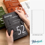 YRBWDYZDH Savings Binder, 6-holes Leather 52 Week Savings Challenge Binder, Creative with Cash Envel
