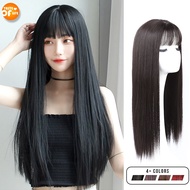 3d Full Hair Wig Air Bangs Long Straight 70CM Adjustable Inner Buckle Full Coverage Free Gift Fake H