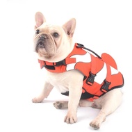 Dog Life Jacket Clown Fish Vest Dog Safety Swimsuit Floatation Life Vest For French Bulldog/Pug(M,Cl