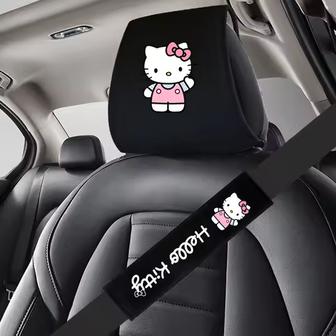 Cute cartoon Car Headrest Cover Auto Fit For Hello Kitty Car Seat Belts Pillow Shoulder Protection C