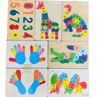 Wooden animal number learning puzzle toy, smart number learning puzzle for children